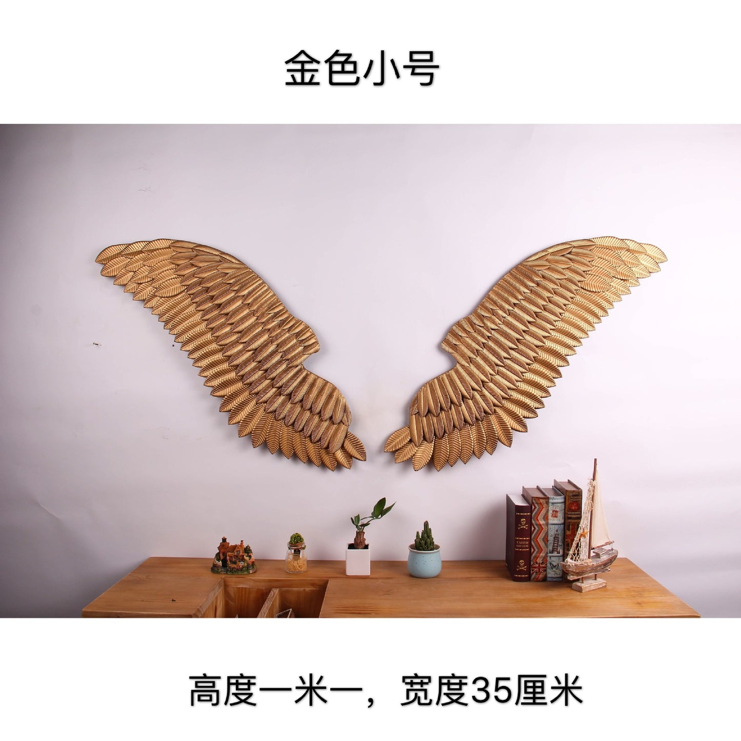 Large Ancient Iron Wall Decoration Angel Wings with LED Creative Retro Wings Bar Cafe Wall Decor Iron Home Decor Accessories