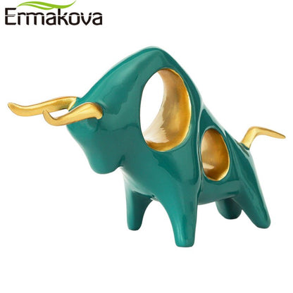 ERMAKOVA Cattle Animal Ox Statue Home Decor Living Room Bull Sculpture TV Cabinet Ornament Crafts Abstract Figurine Home Decor