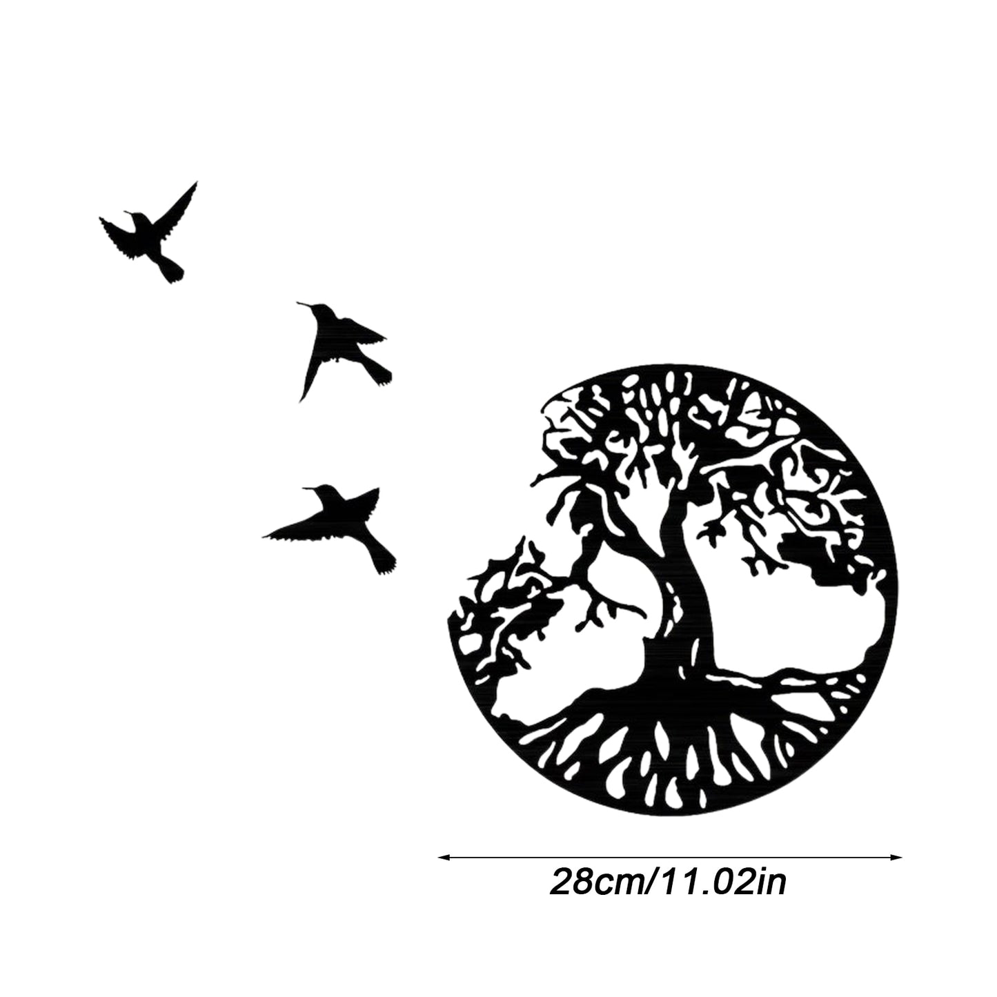 Tree Of Life &amp; Birds Metal Wall 11.02in Decor Art Decoration For Balcony Patio Porch Home Bedroom Living Room Pendant