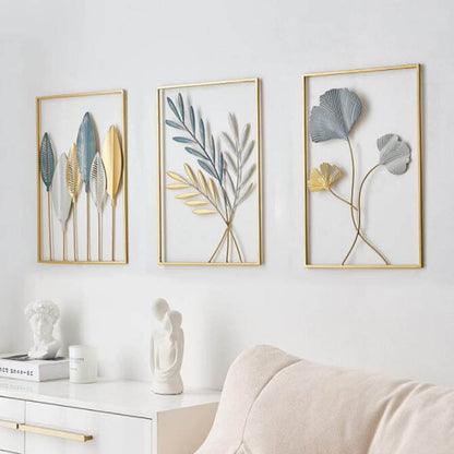 Modern Gold Metal Hanging Leaf Wall Art Decoration