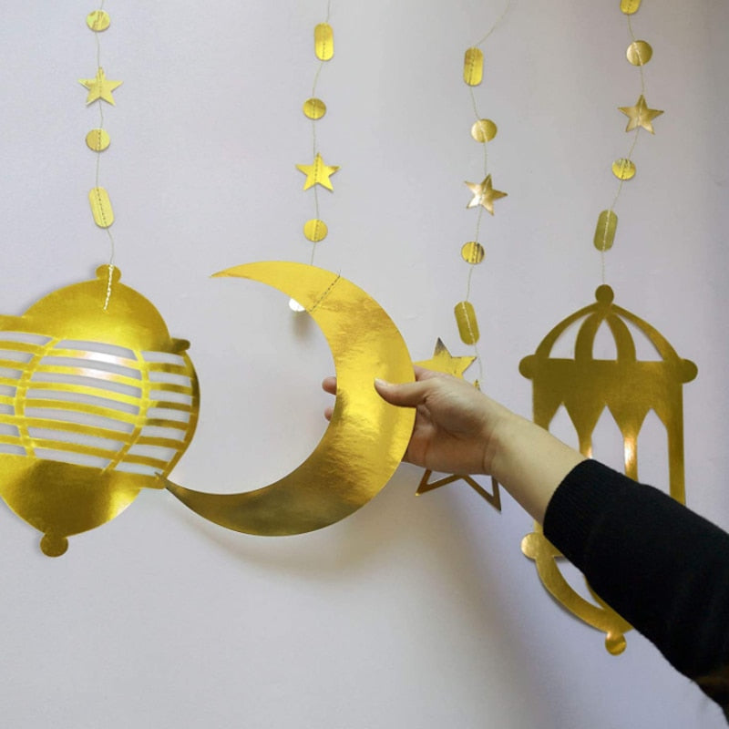 Hanging Star Garland For Home Decor, Muslim Party Supplies