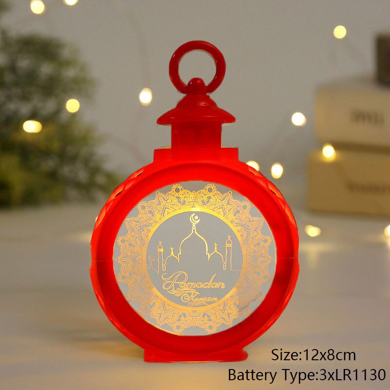 EID Mubarak Lantern LED Light Ornaments Eid Al-Fitr Aid Islamic Muslim Party Decor Supplies Ramadan Kareem Decoration for Home