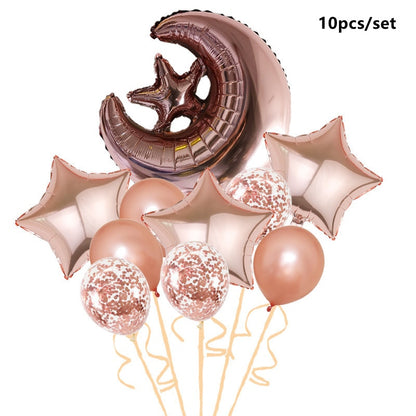 Eid Mubarak Balloons 2022 Ramadan Decoration for Home Moon Star Foil Balloon Muslim Aid Moubarak Kareem Festival Party Supplies