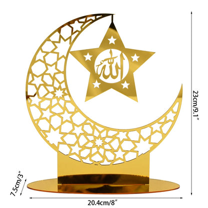 Hollow Out Ramadan Moon Acrylic Table Ornament Eid Mubarak DIY Decoration For Home Kareem Eid Gift Islamic Muslim Party Supplies