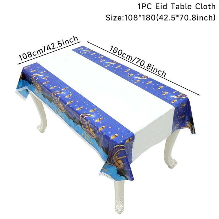 Eid Mubarak Tablecloths Ramadan Decoration for Home Islamic Muslim Party Decor Ramadan Tableware Supplies Eid Al Adha Gift Islam