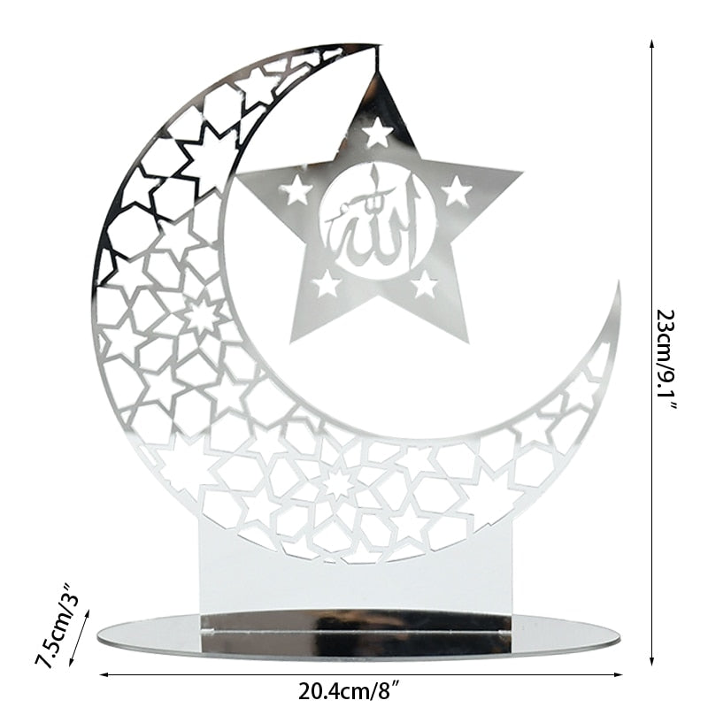 Hollow Out Ramadan Moon Acrylic Table Ornament Eid Mubarak DIY Decoration For Home Kareem Eid Gift Islamic Muslim Party Supplies