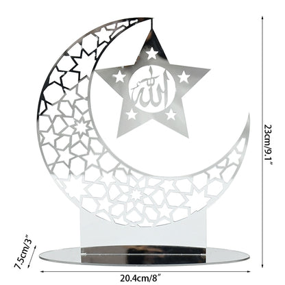 Hollow Out Ramadan Moon Acrylic Table Ornament Eid Mubarak DIY Decoration For Home Kareem Eid Gift Islamic Muslim Party Supplies