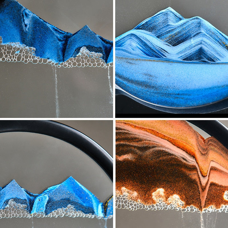 Moving Sand Art Picture, Mountain Sandscape Motion Display