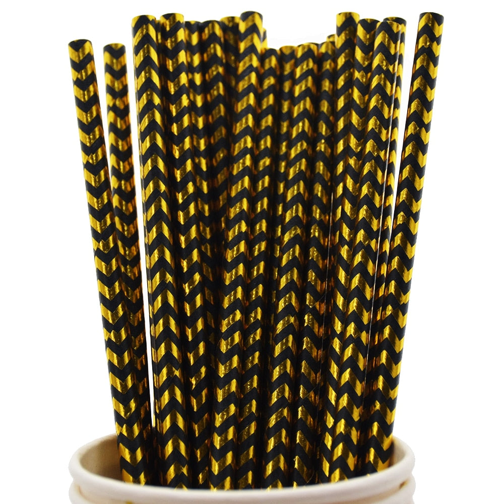 Black Gold Foil Happy Birthday Paper Cups, Disposable Party Supplies