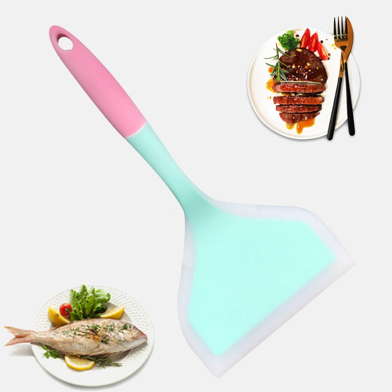 Pro Home Cooking Utensils Silicone Spatulas Beef Meat Egg Kitchen Scraper Wide Pizza Shovel Non-stick Turners Food Lifters