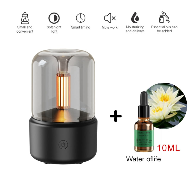 Portable Candlelight, Aroma Diffuser, USB Electric Home Air Humidifier.