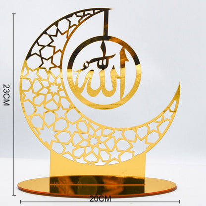 Ramadan Kareem Acrylic Ornament Eid Mubarak Decoration For Home Islamic Muslim Party Supplies Golden Moon Decor EID Al Adha Gift