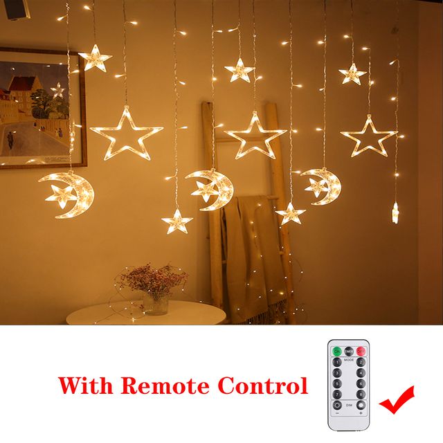 Ramadan Decoration 2023 Star Moon Led Curtain Garland String Light Islam Muslim Party Decor for Home Gift EID Mubarak Supplies