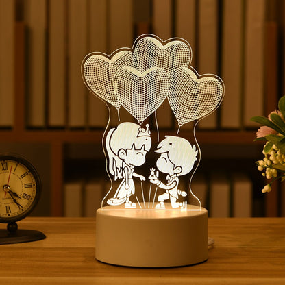 Kids Night Light 3D LED Night Lamp Creative Table Bedside Lamp Romantic Heart Bear Light Kids Gril Home Decor Christmas Gift