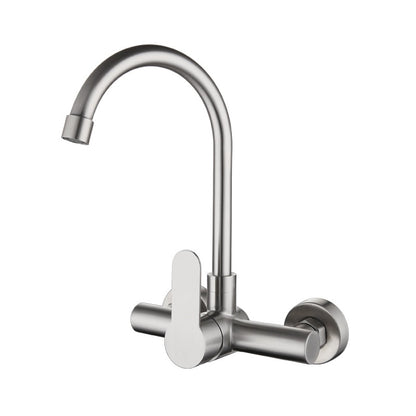 Stainless Steel Wall Mounted Kitchen Faucet Wall Kitchen Mixers Kitchen Sink Tap 360 Degree Swivel Flexible Hose Double Holes