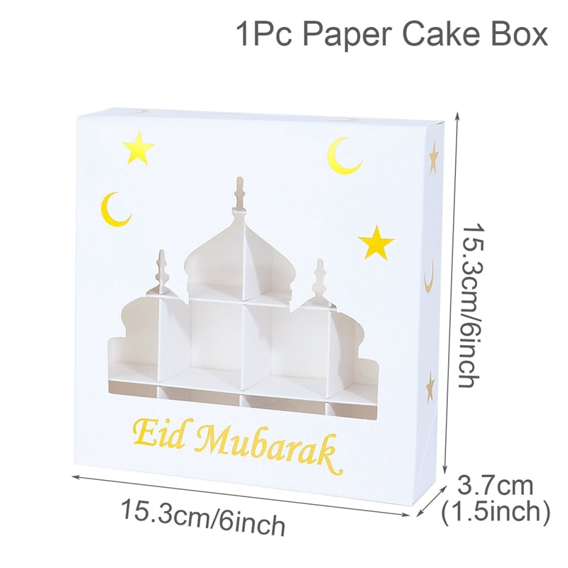 Eid Mubarak Gift Box Cake Candy Box Ramadan Decoration for Home 2023 Islamic Muslim Party Supplies Eid Al-fitr Ramadan Kareem