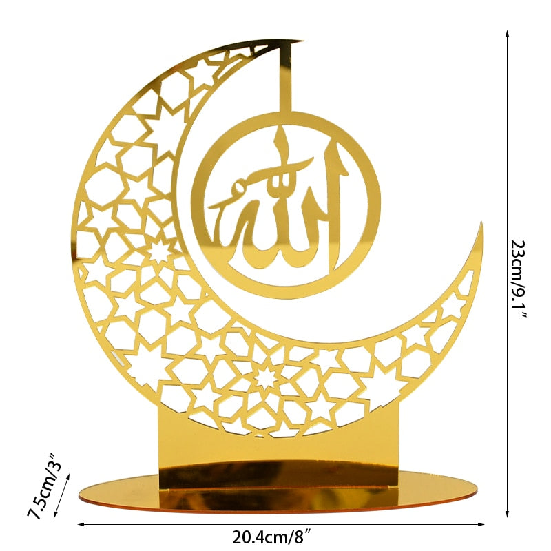 Hollow Out Ramadan Moon Acrylic Table Ornament Eid Mubarak DIY Decoration For Home Kareem Eid Gift Islamic Muslim Party Supplies