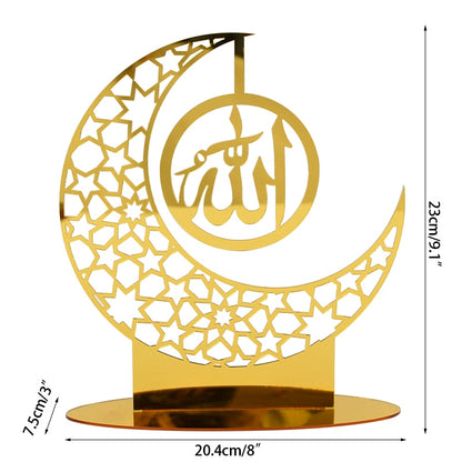 Hollow Out Ramadan Moon Acrylic Table Ornament Eid Mubarak DIY Decoration For Home Kareem Eid Gift Islamic Muslim Party Supplies