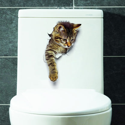 Newest Home Decor Cats 3D Wall Stickers Hole View Toilet Sticker Cat Home Decoration PVC Wall Decals Removable Art Wallpapers