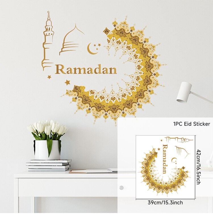 Eid Window Stickers Ramadan Decoration 2023 Eid Mubarak Decor for Home Ramadan Kareem Islam Muslim Party Supplies Eid Al-fitr