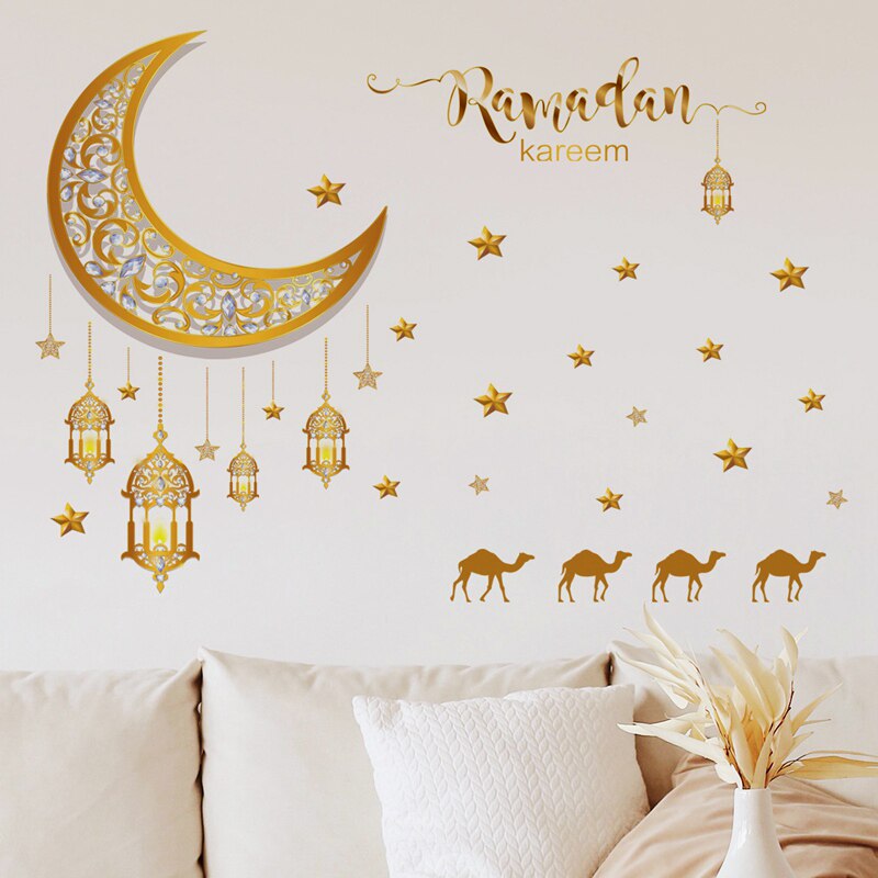 Eid Window Stickers Ramadan Decoration 2023 Eid Mubarak Decor for Home Ramadan Kareem Islam Muslim Party Supplies Eid Al-fitr