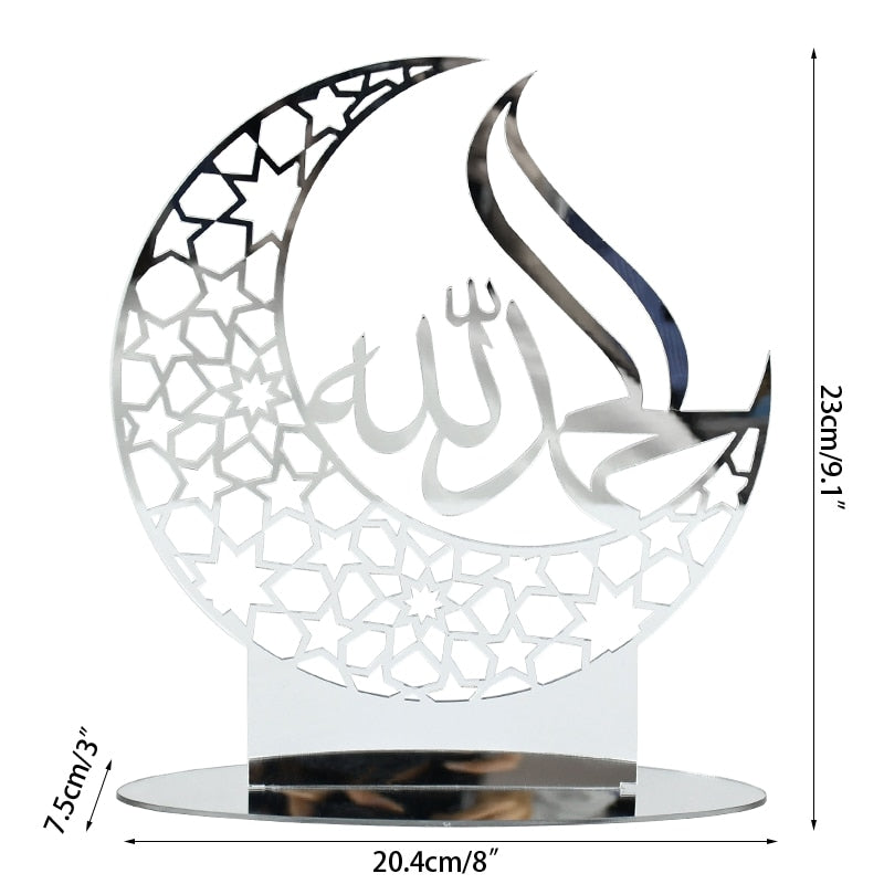 Hollow Out Ramadan Moon Acrylic Table Ornament Eid Mubarak DIY Decoration For Home Kareem Eid Gift Islamic Muslim Party Supplies