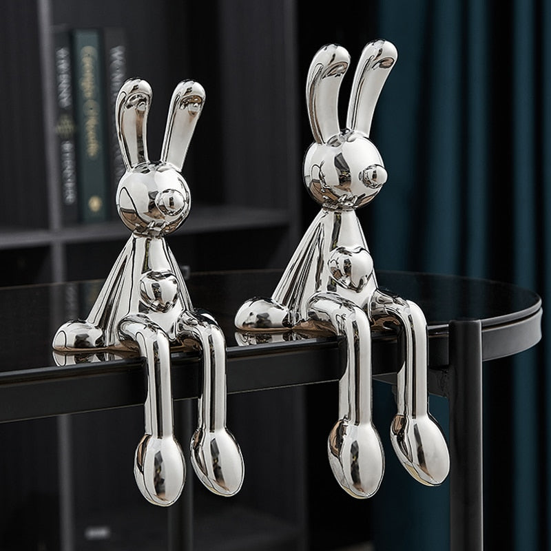 Creative Electroplating Rabbit Ceramic Figurines