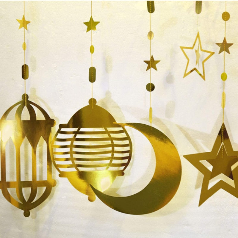 Hanging Star Garland For Home Decor, Muslim Party Supplies