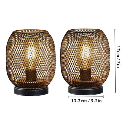 Metal Cage Table Lamp, Round Shaped LED Lantern, Cordless Lamp For Weddings Party.