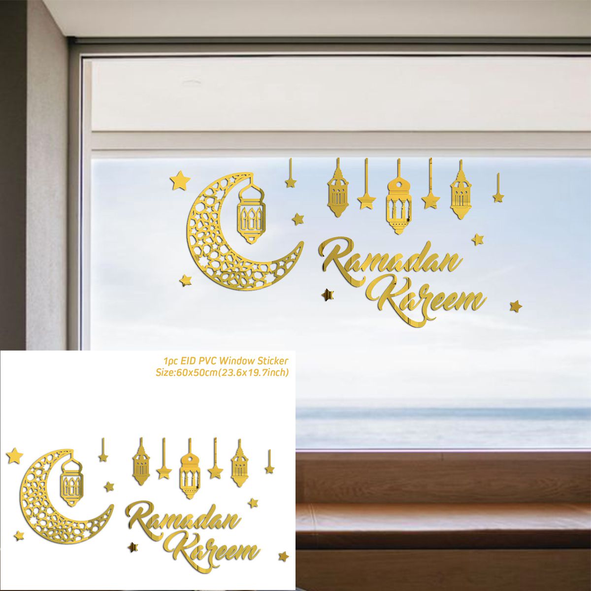 Eid Window Stickers Ramadan Decoration 2023 Eid Mubarak Decor for Home Ramadan Kareem Islam Muslim Party Supplies Eid Al-fitr