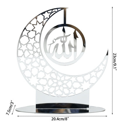 Hollow Out Ramadan Moon Acrylic Table Ornament Eid Mubarak DIY Decoration For Home Kareem Eid Gift Islamic Muslim Party Supplies