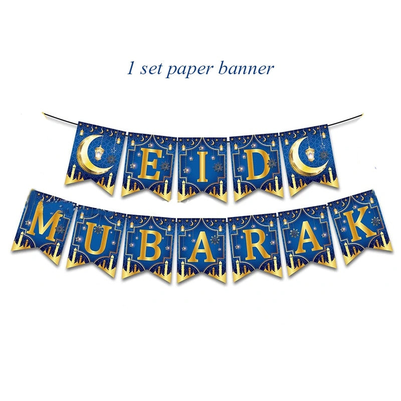 Eid Mubarak Confetti Balloon Happy Ramadan Kareem Decoration For Home 2023 Islamic Muslim Banner Flag Al-Fitr Eid Party Supplies