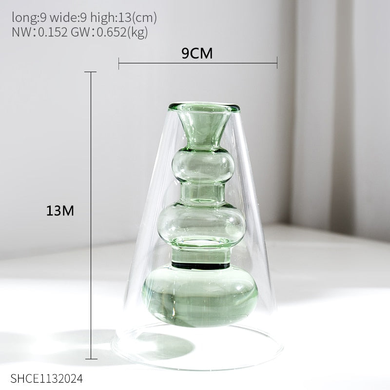 Nordic Home Decor Glass Vase Living Room Decoration Flower Vase Transparent Home Decorations Decorative Glasses Gifts