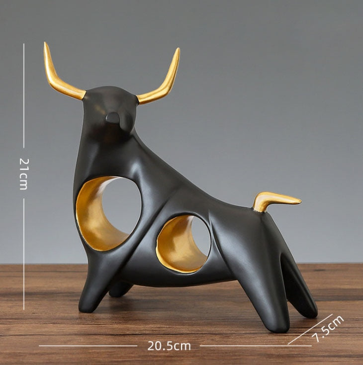 ERMAKOVA Cattle Animal Ox Statue Home Decor Living Room Bull Sculpture TV Cabinet Ornament Crafts Abstract Figurine Home Decor