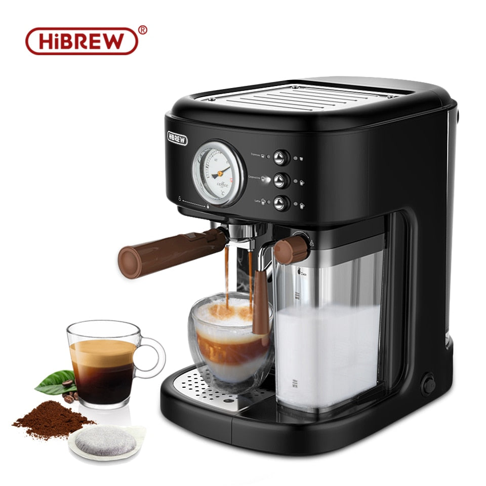 HiBREW Fully Automatic Espresso Cappuccino Latte 19Bar 3 in 1 Coffee Machine Automatic hot milk froth  ESE pod&amp;Ground Coffee H8A