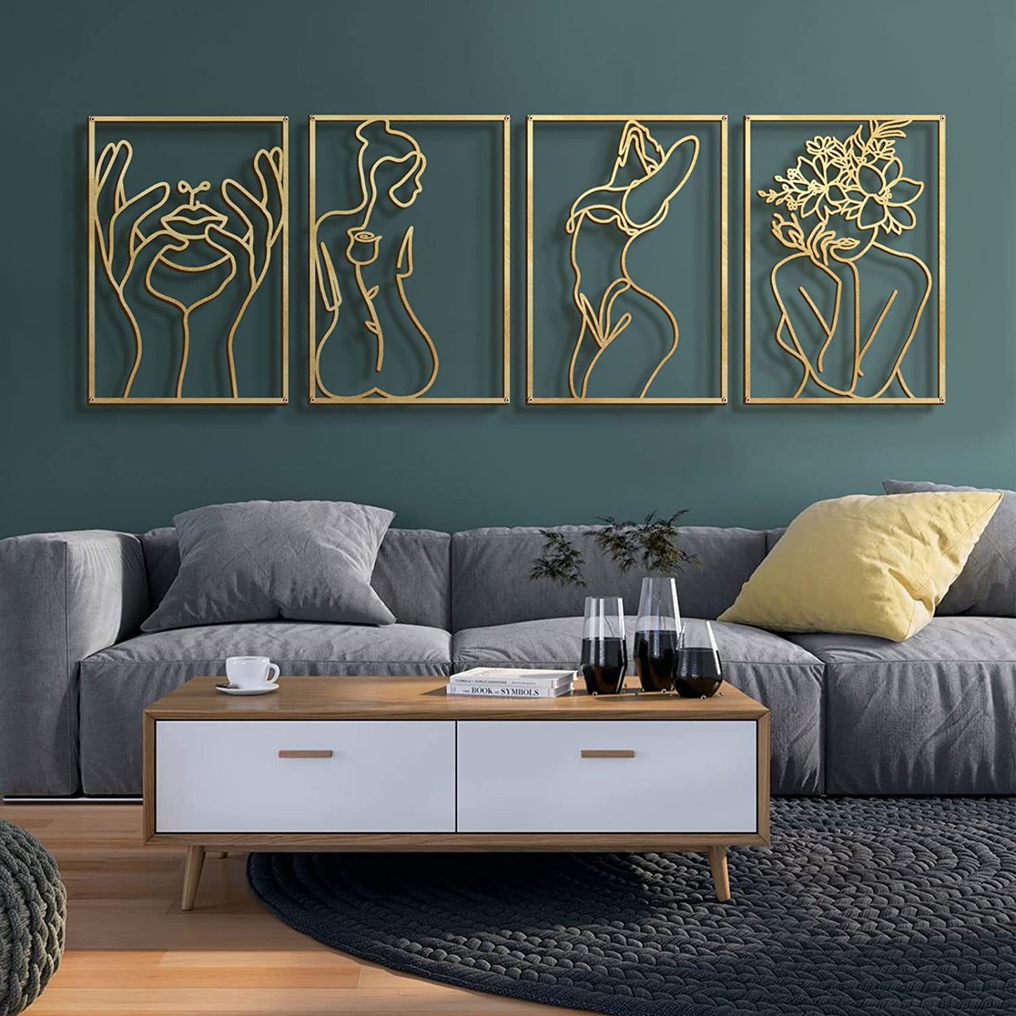 Abstract Home Decoration Woman Iron Wall Hanging Wall Line Art.