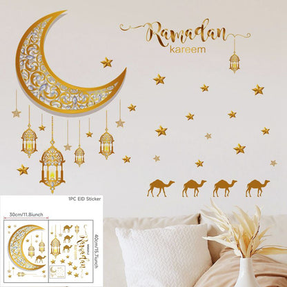 Eid Window Stickers Ramadan Decoration 2023 Eid Mubarak Decor for Home Ramadan Kareem Islam Muslim Party Supplies Eid Al-fitr