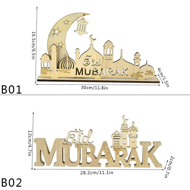 Eid Mubarak Wooden Ornament Ramadan Decorations For Home Islamic Muslim Party Supplies Eid Al Adha Favor Ramadan Kareem Gifts