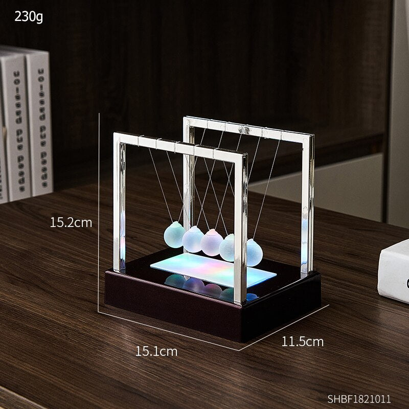 Office Desktop Decoration Development Educational Desk Toy Luminous Balance Steel Newton&#39;s Pendulum Physics Science Pendulum