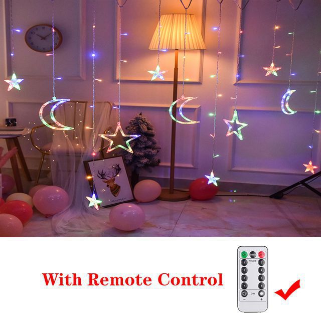 Ramadan Decoration 2023 Star Moon Led Curtain Garland String Light Islam Muslim Party Decor for Home Gift EID Mubarak Supplies