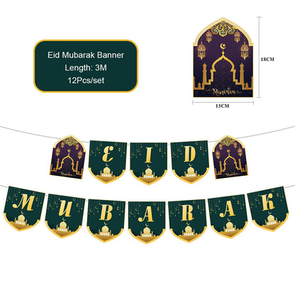 Ramadan Decoration 2023 Eid Mubarak Home Decor Gold White Black Paper Plates Cups Eid Al-Fitr Decoration Supplies