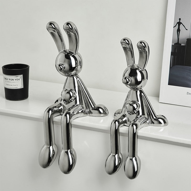 Creative Electroplating Rabbit Ceramic Figurines