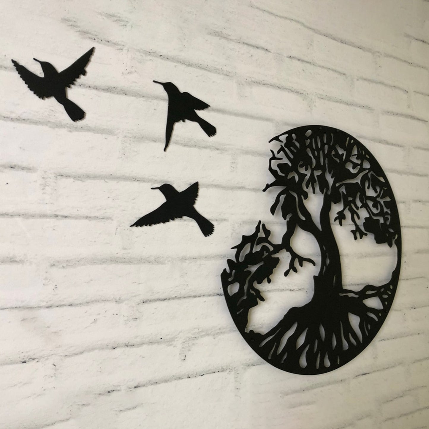 Tree Of Life &amp; Birds Metal Wall 11.02in Decor Art Decoration For Balcony Patio Porch Home Bedroom Living Room Pendant