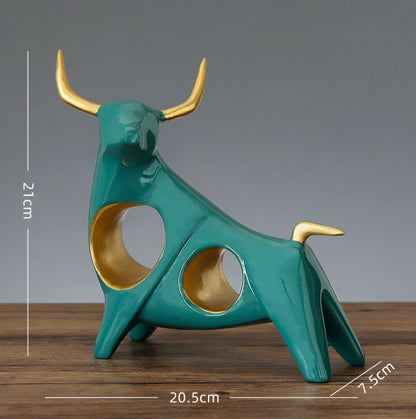 ERMAKOVA Cattle Animal Ox Statue Home Decor Living Room Bull Sculpture TV Cabinet Ornament Crafts Abstract Figurine Home Decor