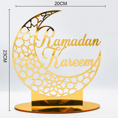 Ramadan Kareem Acrylic Ornament Eid Mubarak Decoration For Home Islamic Muslim Party Supplies Golden Moon Decor EID Al Adha Gift