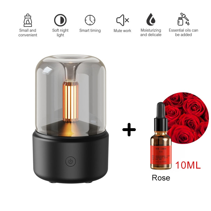 Portable Candlelight, Aroma Diffuser, USB Electric Home Air Humidifier.