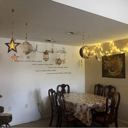 Hanging Star Garland For Home Decor, Muslim Party Supplies