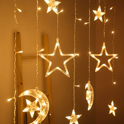 Ramadan Decoration 2023 Star Moon Led Curtain Garland String Light Islam Muslim Party Decor for Home Gift EID Mubarak Supplies