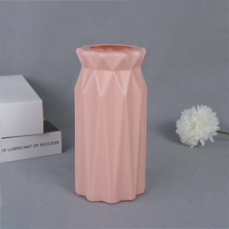 Modern Flower Vase White Pink Blue Plastic Vase Flower Pot Basket Nordic Home Living Room Decoration Ornament Flower Arrangement