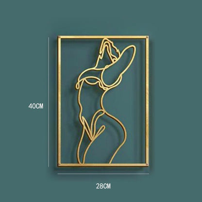 Abstract Home Decoration Woman Iron Wall Hanging Wall Line Art.